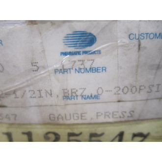 Pneumatic Products 1125547 Pressure Gauge 0-200 psi 0-1400 kPa