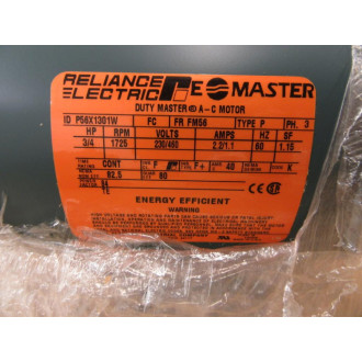 Reliance P56X1301W Motor FC FR FM56 34HP 1725RPM