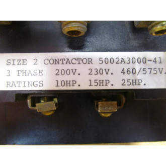 Ward Leonard 5002A3000-41 Size 2 Contactor 5002A300041 - Used