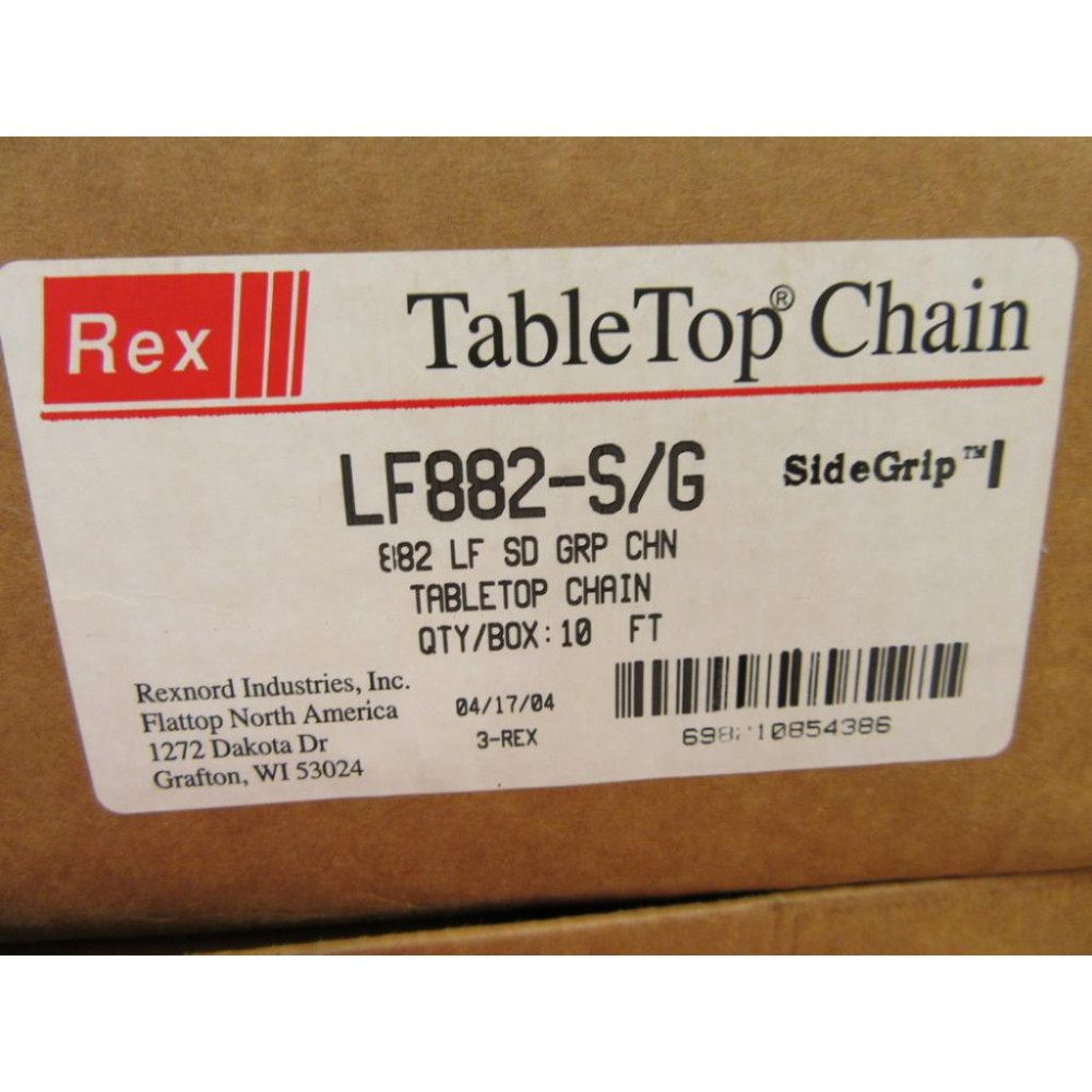 Rexnord LF882-SG Table Top Chain 882SG 10' Length