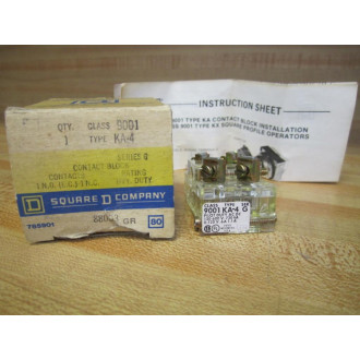 Square D 9001-KA4 Finger Safe Contact Block 9001KA4 88003 Ser.G