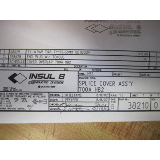 INSUL B 38210 Splice Cover Assy - New No Box
