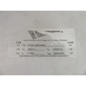 HF-Shielding FURK 2603x80A Filter - New No Box