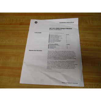 Allen Bradley 957707-86 1771-0AD Installation Instructions 95770786 - Used