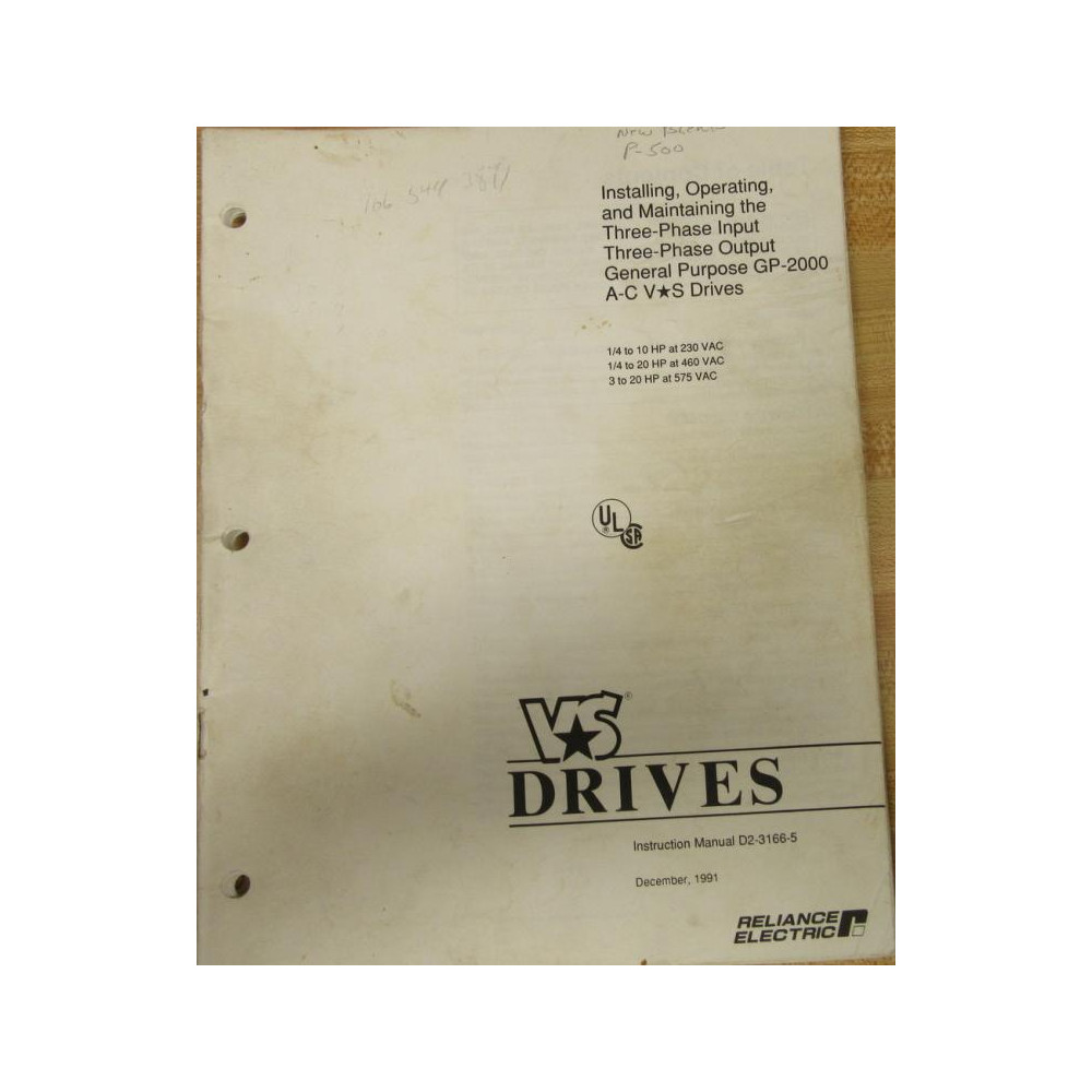 Reliance Electric D2-3166-5 Manual D231665 - Used