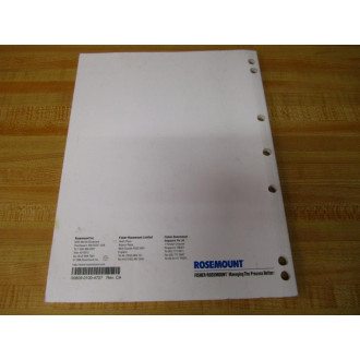 Rosemount 00809-0100-4727 Product Manual 0080901004727 - Used
