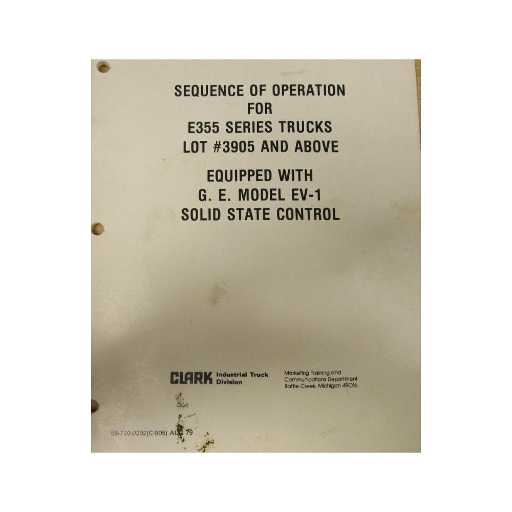 Clark Equipment 59-710-0202(C-905) Manual 597100202C905 - Used
