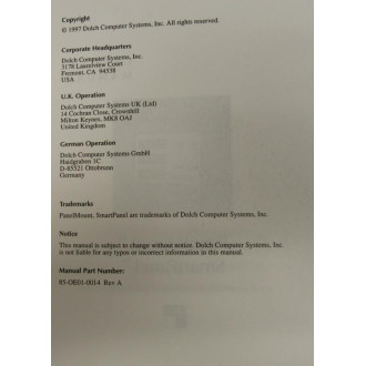 Dolch 85-OE01-0014 Manual 85OE010014 - Used