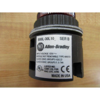 Allen Bradley 800L-30L10R Pilot Light Assembly - Used