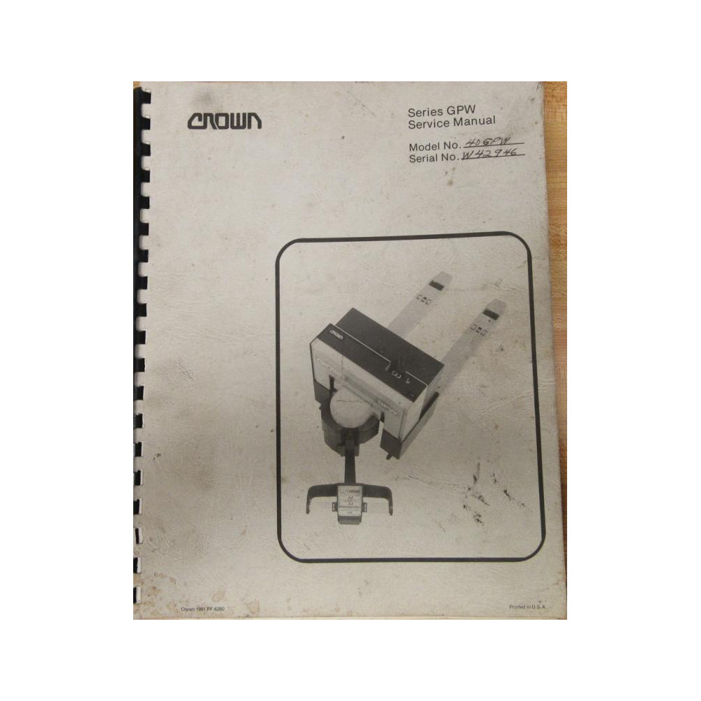 Crown PF-6260 Manual PF6260 - Used