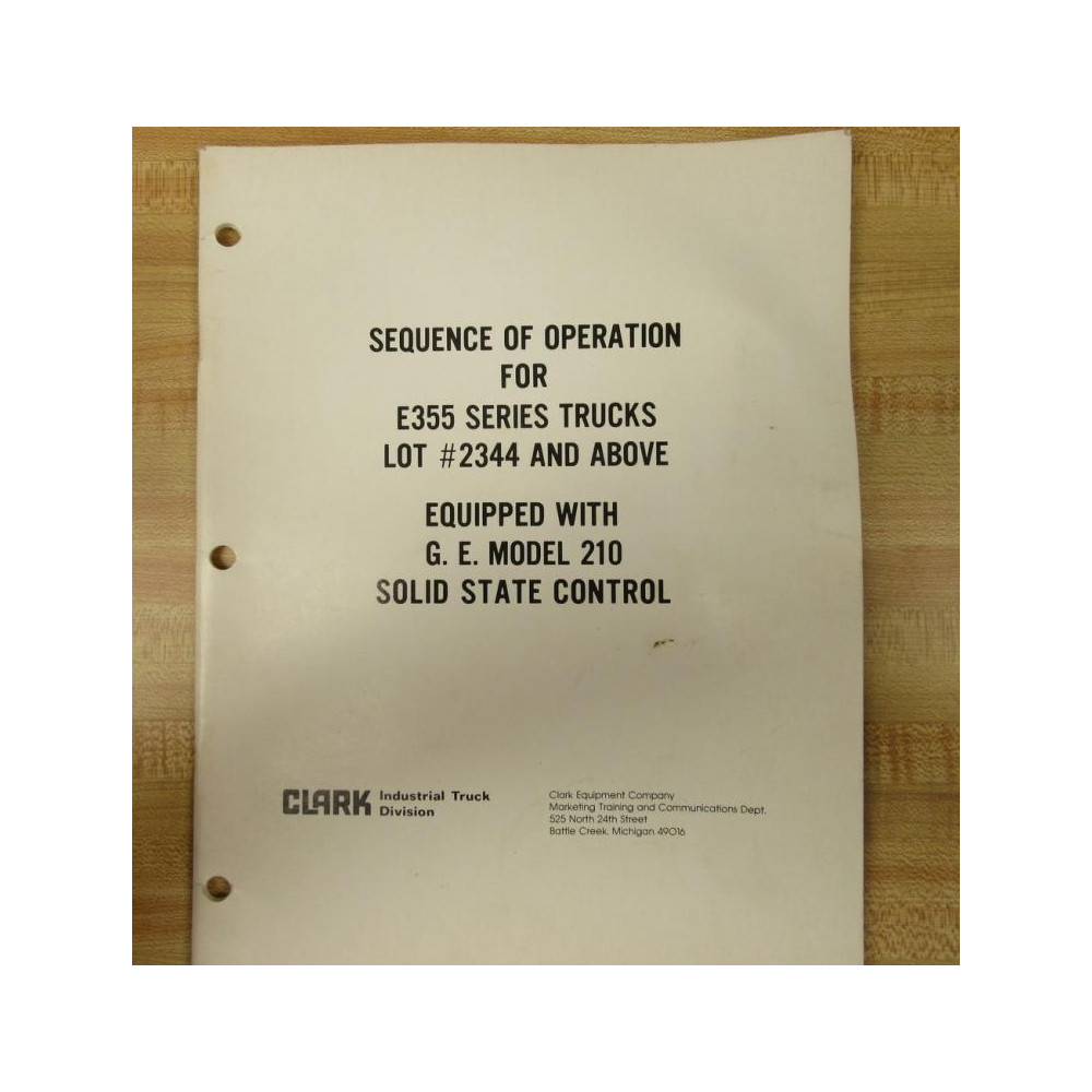 Clark 59-886-0460(C-907) Manual E355 Series Trucks - Used