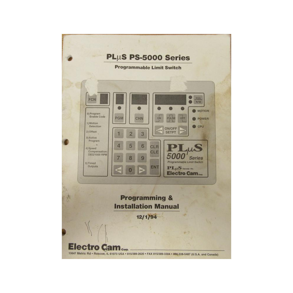 Electro Cam PS-5000 Programming Manual PS5000 Plus - Used