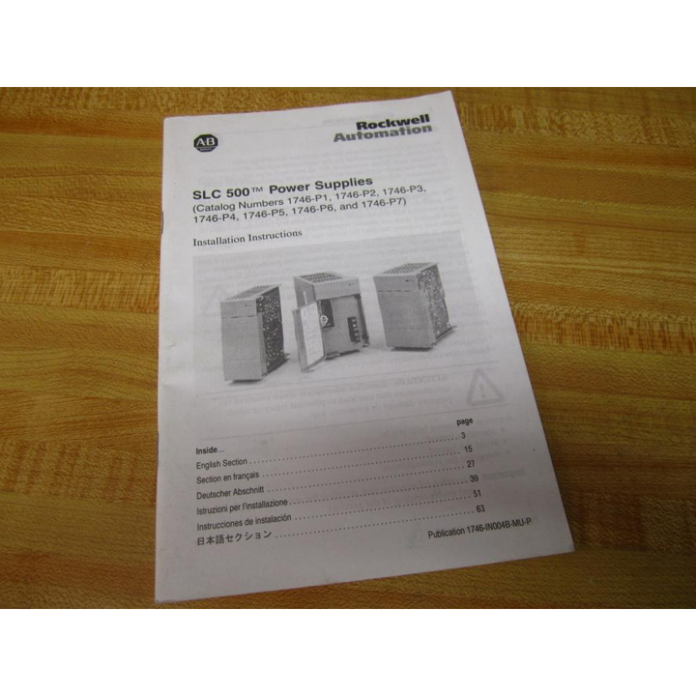 Allen Bradley 40072-083-01 SLC500 Instructions 40072-083-01(2) - New No Box
