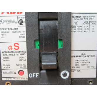 ABB NE-7757 Circuit Breaker ME743135 - Used