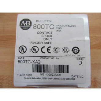 Allen Bradley 800TC-XA2 Contact Block 800TCXA2