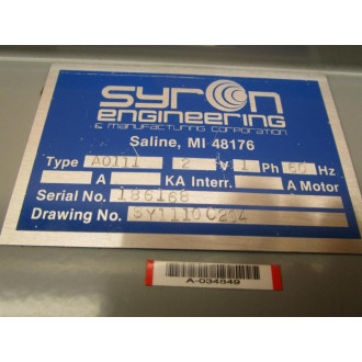 Syron SY-1110 Sensor Module A0111 7 Internal Boards - Used