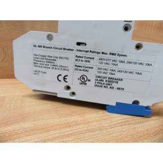 Altech UL 489 Branch Circuit Breaker UL489 25A 3P - New No Box