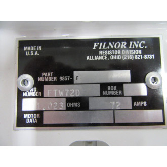 Filnor 9857-F Steel Resistor FTW72D