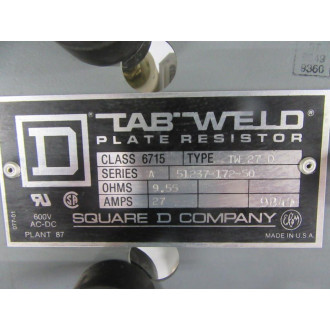Square D 6715-TW-27 D Plate Resistor 51237-172-50 - New No Box