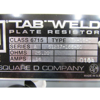Square D 6715 TW-16D Plate Resistor 51237-166-50 W Hardware