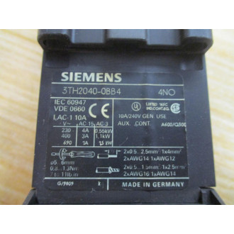 Siemens 3TH2040-0BB4 Contactor Relay 3TH20400BB4 W 3TX4440-0A - Used
