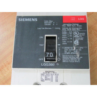 Siemens LGG3B070 70A Circuit Breaker LGG3B070L - Used