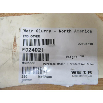 Weir Slurry E024D21 End Cover - New No Box