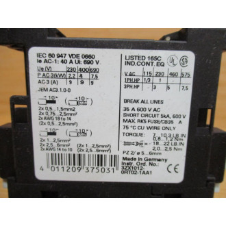 Siemens 3RT1023-1AK60 Contactor 3RT10231AK60 - Used