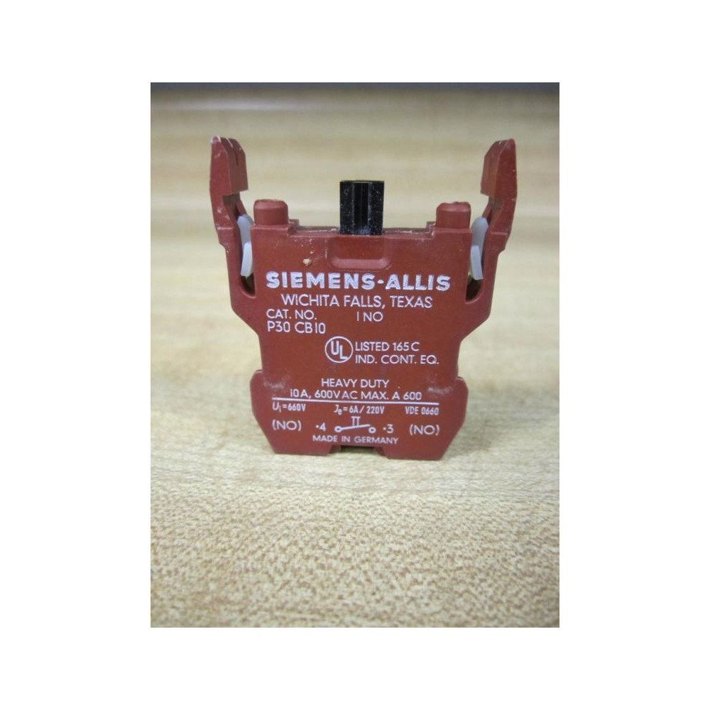 Siemens-Allis P30CB10 Contact For Pushbutton 1NO - Used