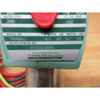 Asco 8320G136MS Solenoid Valve - New No Box
