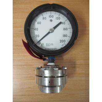 Ashcroft Type 105 In-Line Saddle Diaphragm Seal W Gauge - New No Box
