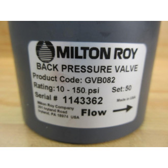 Milton Roy GVB082 Back Pressure Valve - New No Box