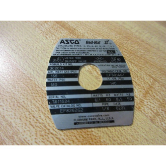Asco EF8262G2 Red Hat Solenoid Valve