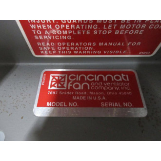 Cincinnati Fan SPB1219T33 Pressure Blower - New No Box