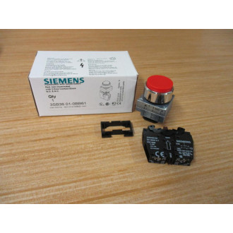 Siemens 3SB3601-0BB61 Pushbutton W 3SB3400-0A, Base, & Clip