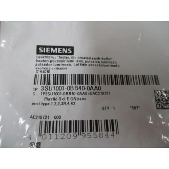 Siemens 3SU1001-0BB40-0AA0 Green 3SU10010BB400AA0 Button & Clip