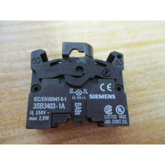 Siemens 3SB3604-6BA60-0CC0 Indicator Light W3SB3403-1A, Base & Clip