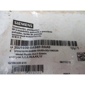 Siemens 3SU1030-0AB40-0AA0 Green 3SU10300AB400AA0 Button & Clip