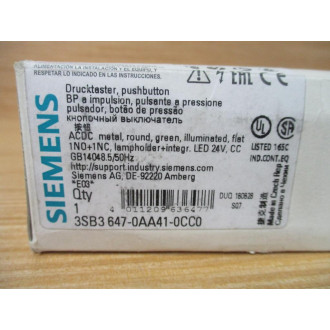 Siemens 3SB3647-0AA41-0CC0 Green 3SB36470AA410CC0 Complete