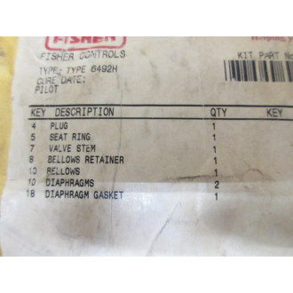 Fisher Rosemount R6492HX0012 Emerson Valve Repair Kit