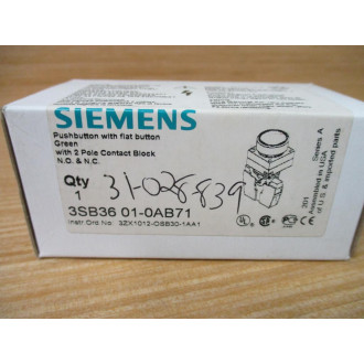 Siemens 3SB3601-0AB71 Green Button 3SB36010AB71 Complete