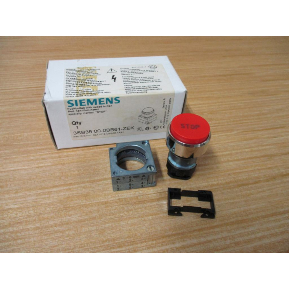 Siemens 3SB3500-0BB61-ZEK Pushbutton W Base & Clip