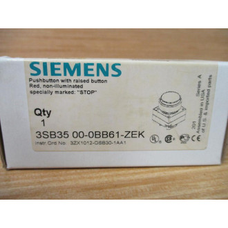 Siemens 3SB3500-0BB61-ZEK Pushbutton W Base & Clip