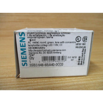 Siemens 3SB3648-6BA40-0CC0 Green 3SB36486BA400CC0 Complete