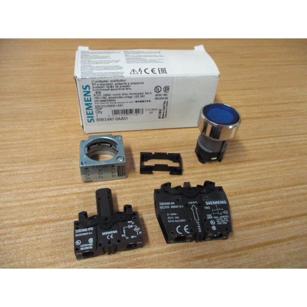 Siemens 3SB3647-0AA51 Blue Button 3SB36470AA51 Complete
