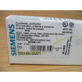Siemens 3SB3645-0AA71 Clear Button 3SB36450AA71 Complete