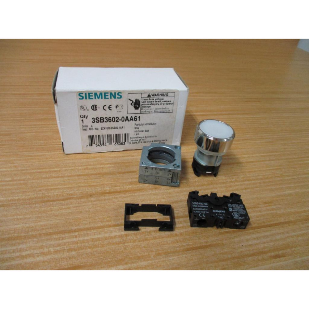 Siemens 3SB3602-0AA61 White Button 3SB36020AA61 Complete