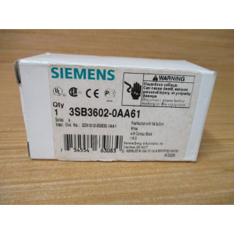 Siemens 3SB3602-0AA61 White Button 3SB36020AA61 Complete