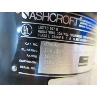 Ashcroft B764B Pressure Switch - Used