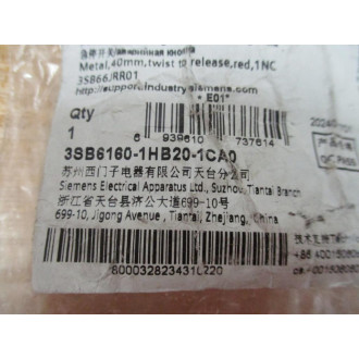 Siemens 3SB6160-1HB20-1CA0 E-Stop Button Complete
